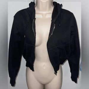 Cropped black zip up